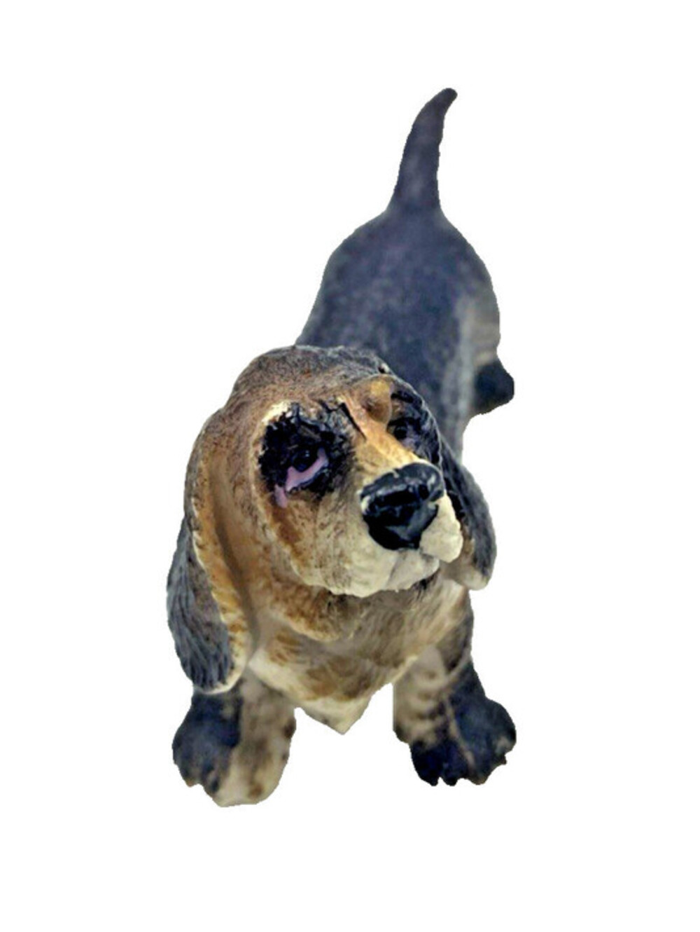 Basset Hound Dog Realistic Figurine - Black/Brown/Grey 1.5” x 2” x 3”